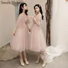 Party Dresses A470 Spring Summer Autumn Lace Up Tulle Gray Short Prom Dress Pink Gowns Woman Wedding Bridesmaid Cocktail