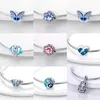 Charms in argento sterling 925 Colore Gufo malocchio Mongolfiera Ciondolo perlina blu Perline originali Fit Bracciale Pandora Creazione di gioielli Regalo fai da te