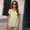 T-Shirt da donna Elegante dolce manica corta a petalo T-shirt con stampa floreale per donna Top 2022 Estate Boho O-Collo Camicie da donna casual allentateWo