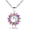 Collane con ciondolo Moda donna Placcato argento Collana animale Pavone Catena di cristallo colorato per ragazza CutePendant