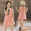 Abiti da ragazza Estate 2022 Dress per bambini coreano Abito senza maniche senza maniche vestiti per bambini rosa giallo verde ragazzo casual carino A-line