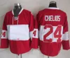 Retro Chris Chelios #7 Hockey-Trikots Vintage 1992 Herren Rot Schwarz #24 Classic Stitched Shirts 75. C Patch