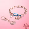 Nuovo ciondolo medaglione in argento sterling 925 con ciondolo a forma di medaglione per braccialetto Pandora a forma di orecchini a forma di due anelli per la creazione di gioielli fai-da-te