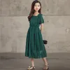 Vestidos de menina Vestido de garota de verão elegante e verde escuro 2022 Chiffon Crianças roupas