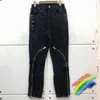 Lavagem Do Old Zipper Jeans Homens Mulheres Melhor Qualidade Tecido Pesado Unisex Vintage Jeans Calça Pernas T220721