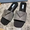 2022 Woman Slippers heel shoe Sandals Beach Slide Quality shiny with diamonds Slipper Fashion Special shaped heel Scuffs Casual shoes For Lady by