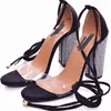 2Colour Sexy Women Heeled Sandals Bandage Rhinone Ankle Strap Pumps Super High Heels Square Heels Lady Shoes Big size 43 G220425