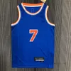 Imprimé 75th City Mens Basketball Jerseys Derrick 4 Rose 7 Carmelo RJ 9 Barrett Julius 30 Randle 17 Jeremy Anthony Lin couleur Bleu