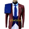 Customize tuxedo One Button Handsome Notch Lapel Groom Tuxedos Men Suits Wedding/Prom/Dinner Man Blazer(Jacket+Pants+Tie+Vest) W1060