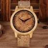 Нарученные часы модный пробковый шляп на циферблат деревянные часы для мужчин женщины кварцевые часы Оригинальное бамбуковое деревянное часы -подарки