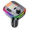 T832D 블루투스 FM 송신기 자동차 MP3 플레이어 백라이트 RGB 무선 핸즈프리 자동차 키트 지원 QC 3.0 빠른 충전 TF / U 디스크 플레이