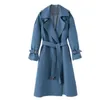 Casual Women's Windbreaker Spring Autumn Loose Solid Color Trench Coat Female Fashion Belt Long Outerwear 220812