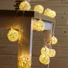 Dizeler Rattan Toplar LED String Lights Pil Garland Pamuk Topu Işık Zinciri Tatil Noel Düğün Dekorasyon Balosu Stringsled