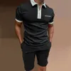 Männer Trainingsanzüge Herren Shorts Set 2022 Sommer Patchwork Trainingsanzug Mode Einfarbig 2 Stück Sets Männer Casual Zipper T Shirt kurzarm Sui