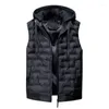 Casual Winter Warm Men Hooded Vest Male Zipper Sleeveless Jacket Coat Outwear Tops Light Mens Work Down Padding Vests Waistcoat Men's Stra22