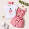Clothing Sets 0-24M Born Baby Girl Short Pants Outfits Sleeve Strawberry Print T-Shirt Suspenders Dot Pattern