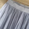 TIGENA 98cm Long Maxi Tutu Tulle jupe pour femmes mode coréenne décontracté taille haute plissé maille femme toutes saisons 220317