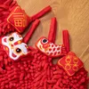 Ręcznik Chiński styl Red Hand Haft Lucky Lion Kitchen Chenille Wiszące Ręczniki Chłonne Luksus Dla łazienki Prezent