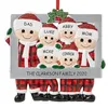 Fast Resin Christmas Decorations Cute Christmas Family Ornament Red Plaid Santa Claus Pendant DIY Name Photo Frame Xmas Tree Ornaments Gifts F0809