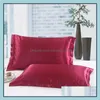 Pillow Case Bedding Supplies Home Textiles Garden Ll Silk Satin Double Face Envelope Design Pillowcase High Quality Dhead