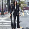 Kadınlar İki Parçalı Pantolon S-5XL Çift Kırık Siyah Düzensiz Bayan Ofis Giyim Setleri Kadın Zarif Kadın Blazer Takım Kostümleri Busine