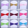 Chair Ers Sashes Home Textiles Garden Party Er Flower Back Bow Elastic Ribbon Lycra Spandex Stretch Wedding Event Band Round Crown Drop De