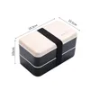 Boîte à lunch Double couche 1200 ml en bois Sentiment Salade Bento Boîtes Micro-ondes Portable Conteneur Pour Travailleurs Étudiant F1027