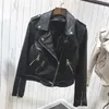 Veste en cuir argenté femmes métallisé moto vestes courtes revers fermeture éclair Biker manteau doux dames Punk Streetwear 220815