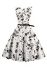 Vestido vintage do estilo de tinta Pantagem 50s 60s Retro para mulheres vestidos de festa curta estampada floral com cinto vestido vintage fs0005