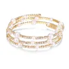 Braccialetti di fascino perle in cristallo elegante per donne coreano color oro multistrato a catena di lusso bracciale gioielleria all'ingrosso