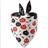 Hundkl￤der Halloween Dog Bandanas Reversible Pumpkin Pet Kerchief Scarf Plaid Triangle Bibbs