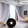 Shiny Stars Enfants Rideaux En Tissu Coloré Double Couche Étoile Fenêtre Rideaux pour Salon Chambre Gradient Blackout Rideau 220525