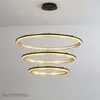 Lâmpadas pendentes de lustre de anel redondo preto moderno para a sala de estar nórdica Luxo Luxo pendurado Lâmpada Decoração de casa Led mesa de jantar Light Fixtur