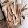 Women Scarf Cashmere Print Leaf Doubel-Sided Tassel tjock varm filt Autumn Winter Soft Shawl Wrap Bufanda Echarpe 220516