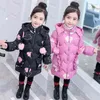 2022 Winter Thick Keep Warm Girls Jacket Cartoon Clouds Plush Collar Hooded Outerwear For Girl 3 Color Children Birthday Gift J220718