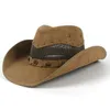 36 Stlye 100 Sombrero de cuero para Hombre, Sombrero de vaquero occidental para caballero, papá, vaquera, Sombrero para Hombre, gorras de talla grande XXL, cabeza grande 22030230533838001491