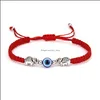 Charm-Armbänder Türkisches Glücks-Böses-Auge-Armband für Frauen Handgefertigter geflochtener Seilschmuck Rot Schwarz Blau Schnurarmband Freundschaft Drop Lieferung DHE68