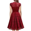 Summer Women Party Dress Vintage V Neck Sleeveless Lace Elegant Ladies es with High Quality (Size S on Model) 220418
