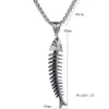 Pendant Necklaces Stainless Steel Fish Shape Fishbone Necklace Hip Hop Gothic Style Male Punk Boho Jewelry GiftsPendant