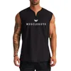 Muscleguys Gym Clothing V Neck Compression Sleeveless Shirt Fitness Mens Tank Top Cotton Bodybuilding Tankop Workout Vest 220615