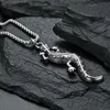 Anhänger Halsketten Mode Halskette Anhänger für Männer Domineering Simulationsinsekten Tier dreibeinige Gecko-Stainin Stahl Vintage Neck Jude