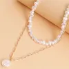 2022 New Fashion Kpop Pearl Choker Necklace Wedding Bridal Double Layer Chain Pendant Jewelry Women Girl Gift Collar