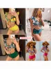 Floral Ruffled Hem Bikini Set Women Flora V-Neck High-Waisted Two Piece Swimsuit Girl Beach Bathing Suit Swimwear Biquinis 220423