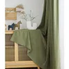 Cortina cortina cortinas de janela de iogues simples matcha vertical vertical pressão de veludo enrugada para quarto e fábrica de colar