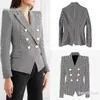 Mode Blazers Damesjas Beroemde pakken Zwart Houndstooth Blazer Damesjassen Jassen Dameskleding Maat S-2XL