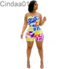 Dames Strapless Jumpsuit Zomer Rompertjes Mode Sexy Off Shoulic Elastic BH Letter Printing Bodysuit