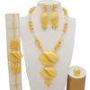 Luxe Dubai Gold Color Sieraden Sets Afrikaanse Indiase Ethiopi￫ Bridal Wedding Gifts Party For Women Necklace oorbellen Set 220922