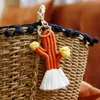 Cute Rainbow Cactus Shape Key Chain Tassel Bag Hanging Ornaments Cotton Thread Handmade Woven Colorful Key Ring Jewelry Gifts