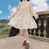 Vestidos casuais japonês doce vestido de verão mulheres kawaii menina macia longa trombeta manga laço princesa vestidos mujer lolita