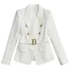 Women's Suits Spring And Autumn Fashion High quality Small Suit Lion Button Short Black White Jacquard Oversize Jacket